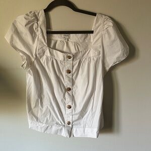 J. Crew White Button-Front Blouse